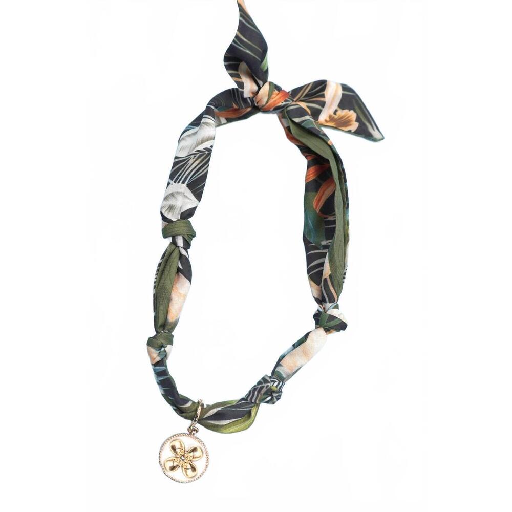 NEW JOSSLYN BY WALL TO WALL women's handcrafted scarf necklaces in green
